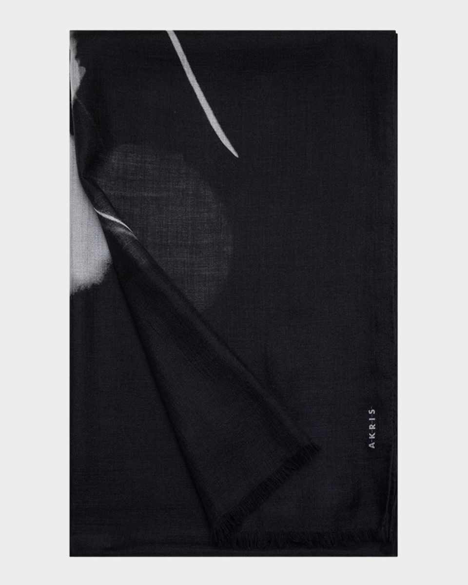 Windflower Print Cashmere-Silk Scarf